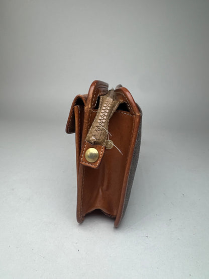 Pochette vintage en cuir monogramme Triomphe de Céline Paris marron