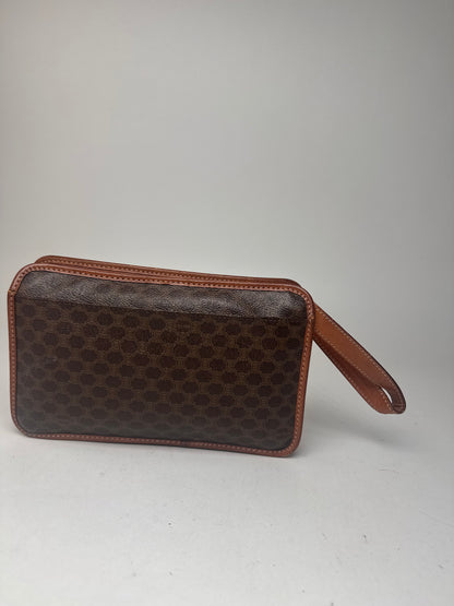 Pochette vintage en cuir monogramme Triomphe de Céline Paris marron