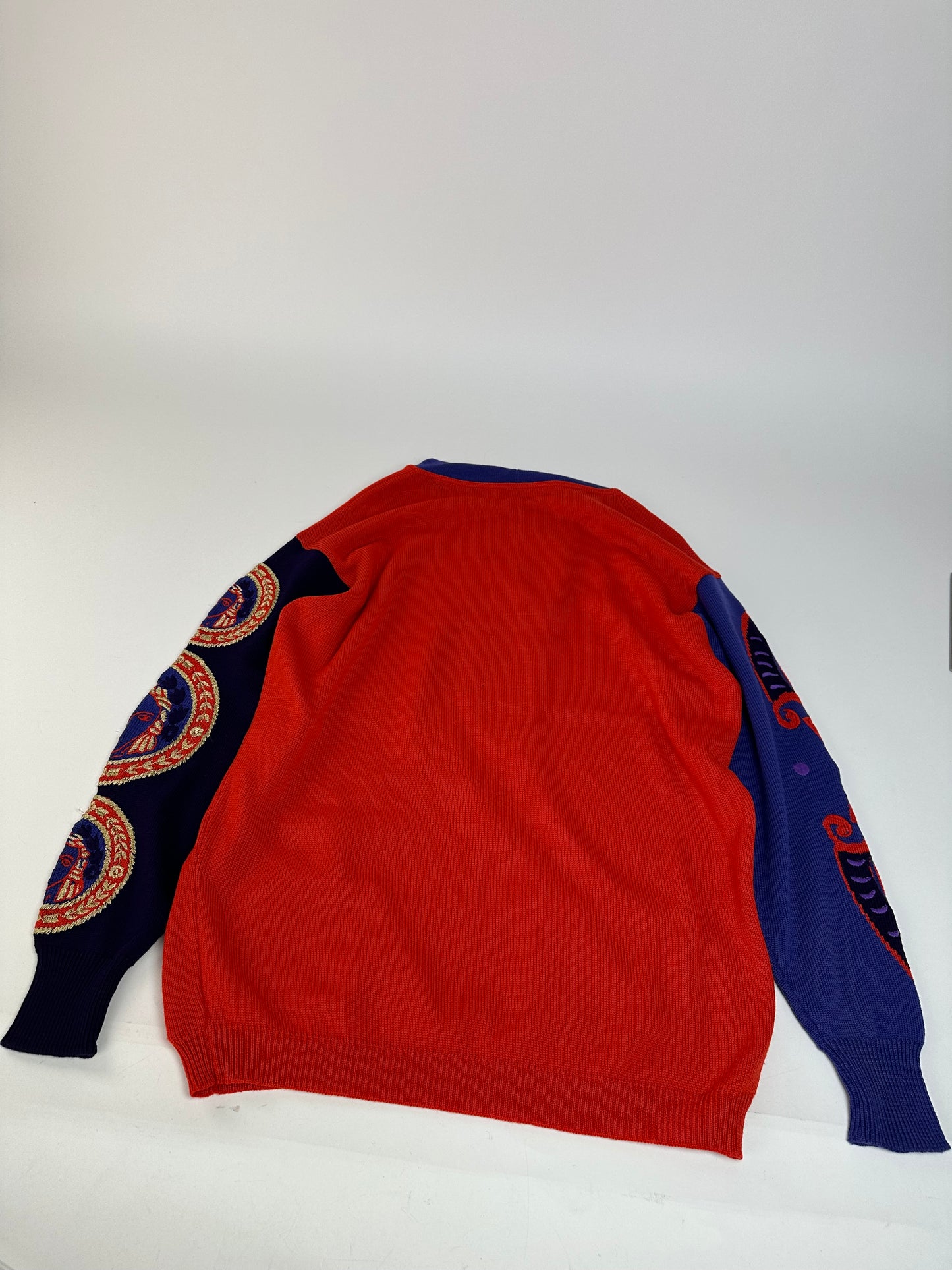 Vintage Gianni Versace Turtle Neck Sweater M Red Blue Black