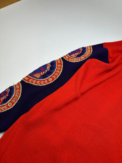 Vintage Gianni Versace Turtle Neck Sweater M Red Blue Black