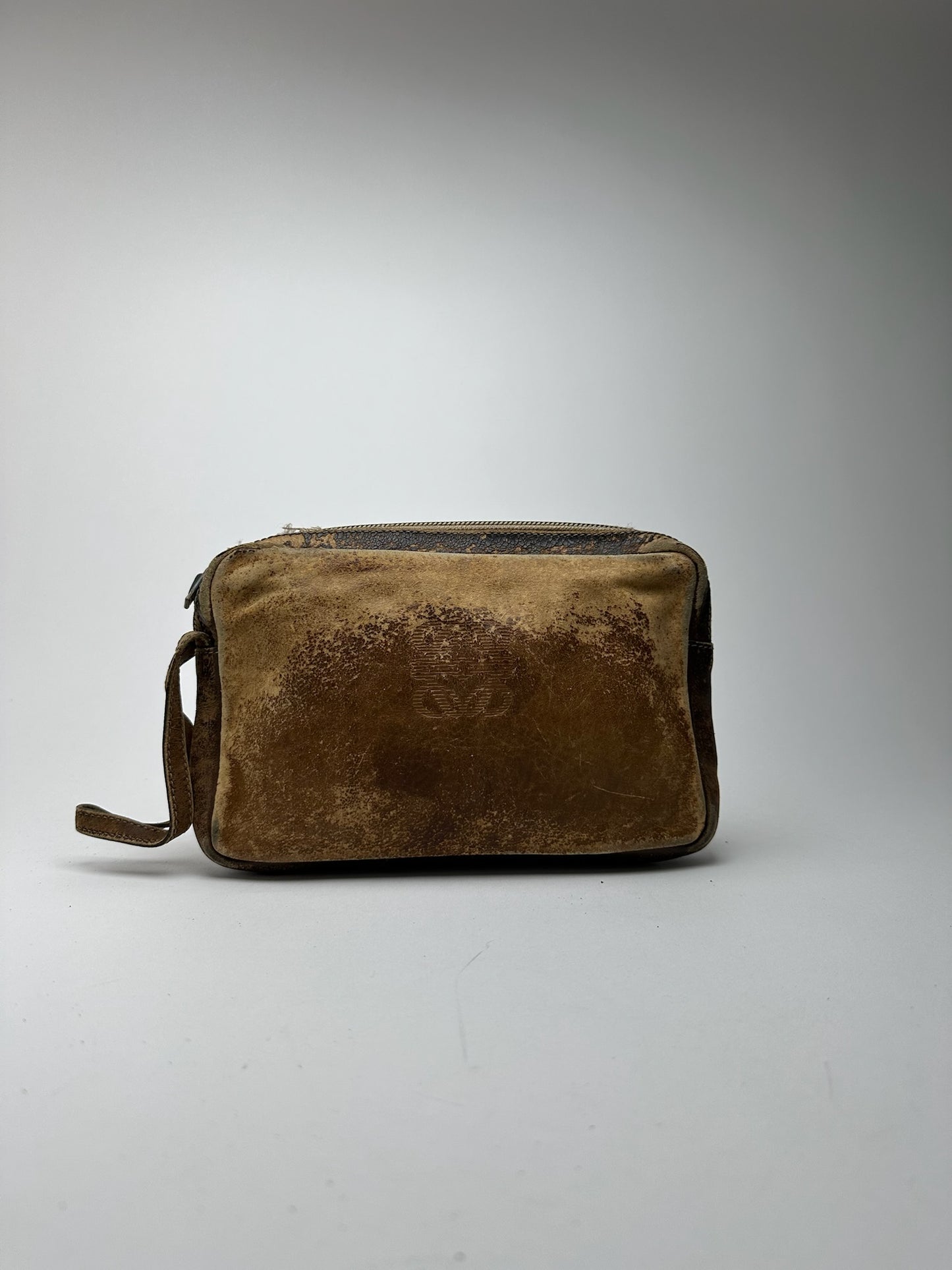 Pochette vintage en cuir Loewe Madrid marron