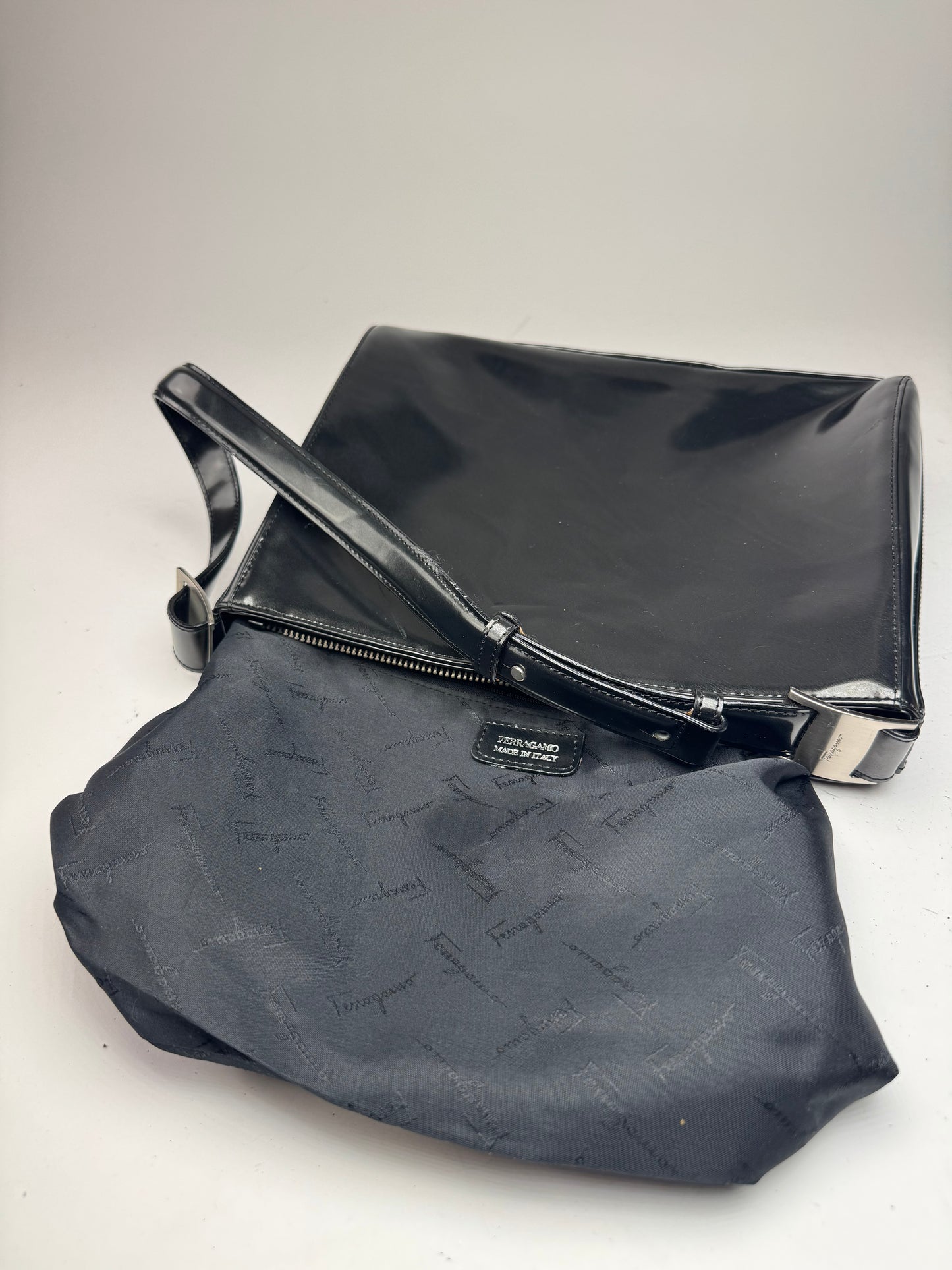 Vintage  Salvatore Ferragamo Patent Leather Bag black