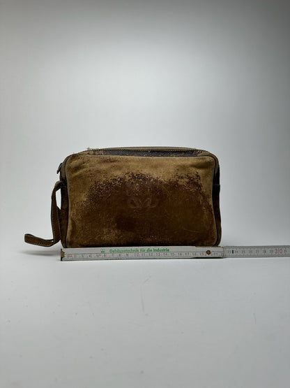 Pochette vintage en cuir Loewe Madrid marron