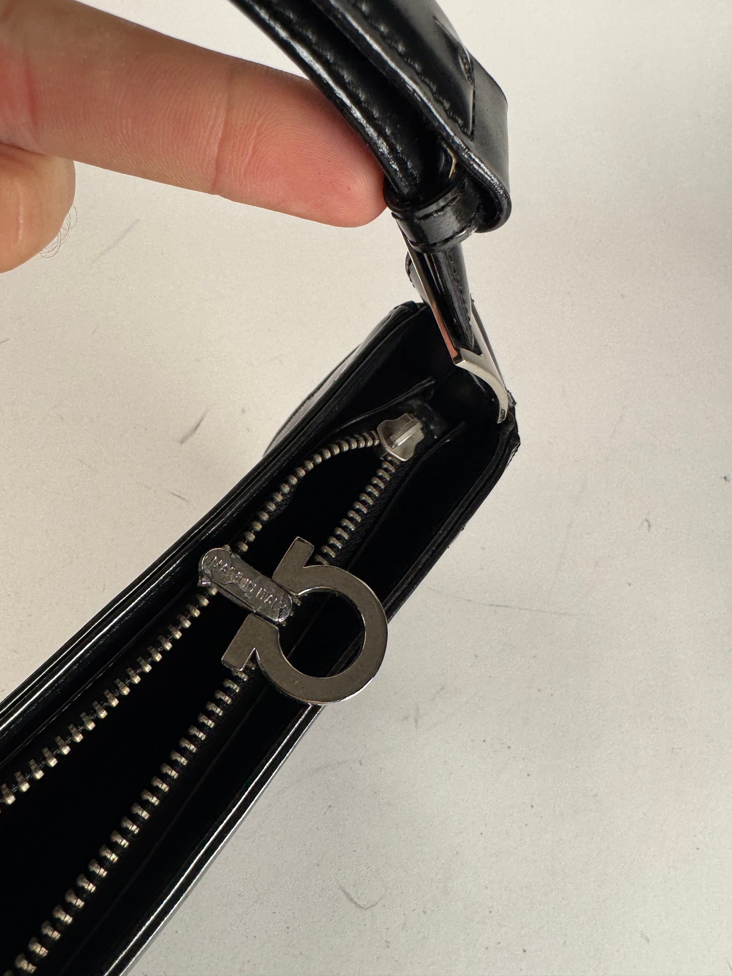 Vintage  Salvatore Ferragamo Patent Leather Bag black