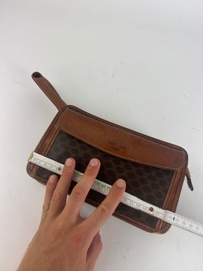 Pochette vintage en cuir monogramme Triomphe de Céline Paris marron