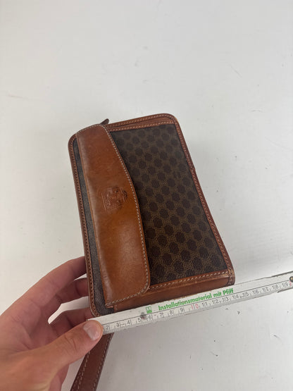 Pochette vintage en cuir monogramme Triomphe de Céline Paris marron