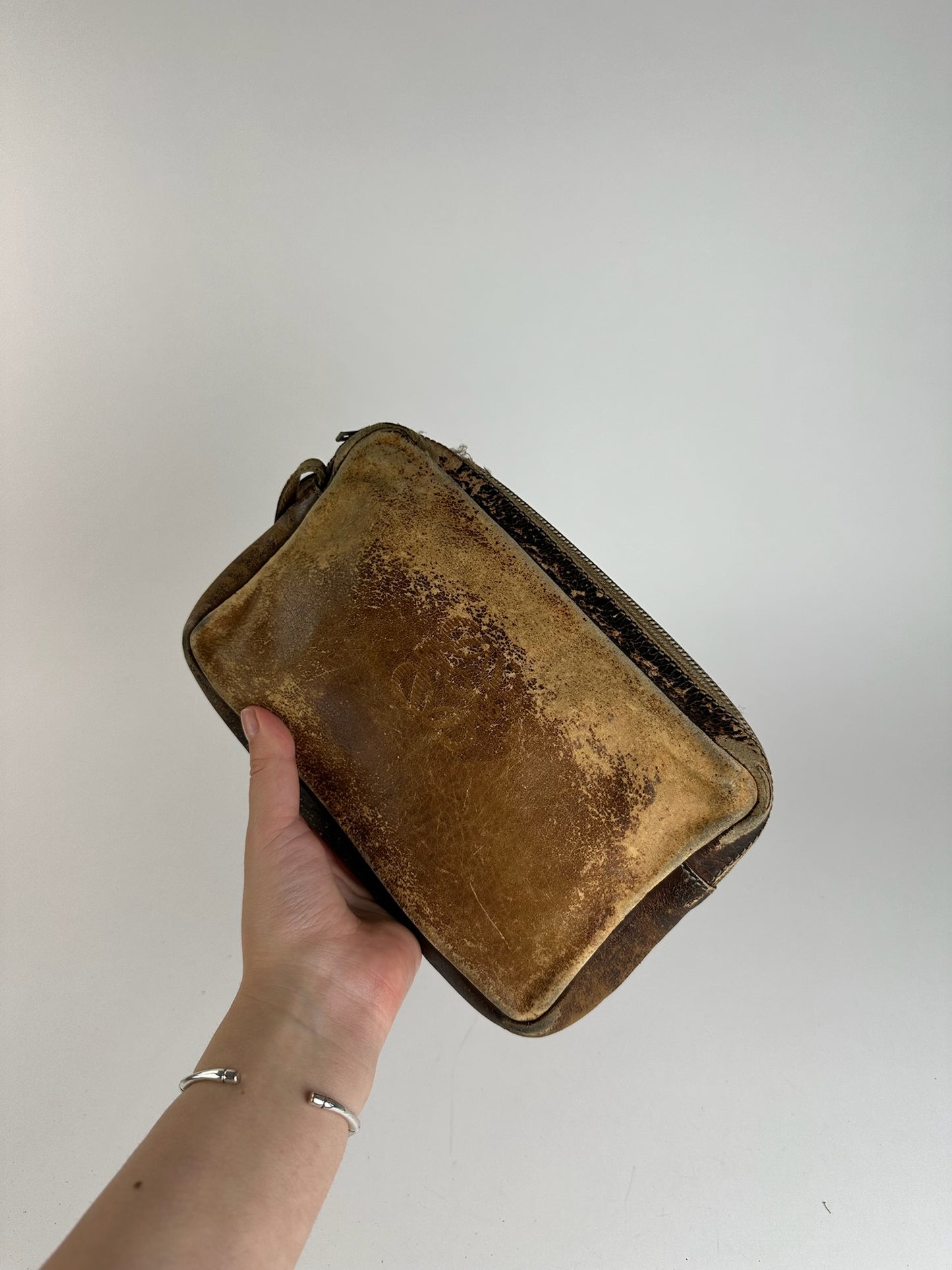 Pochette vintage en cuir Loewe Madrid marron