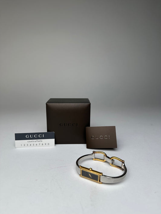 Vintage Gucci Horsebit Bicolor Watch Silver Gold Black
