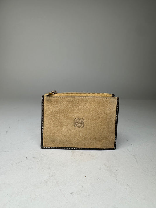 Vintage Loewe Suede Purse Beige