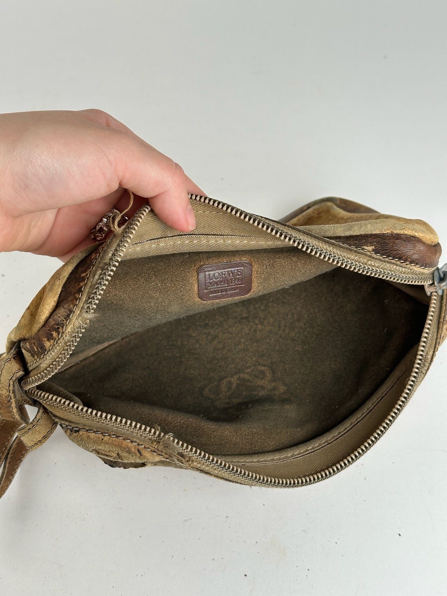 Pochette vintage en cuir Loewe Madrid marron