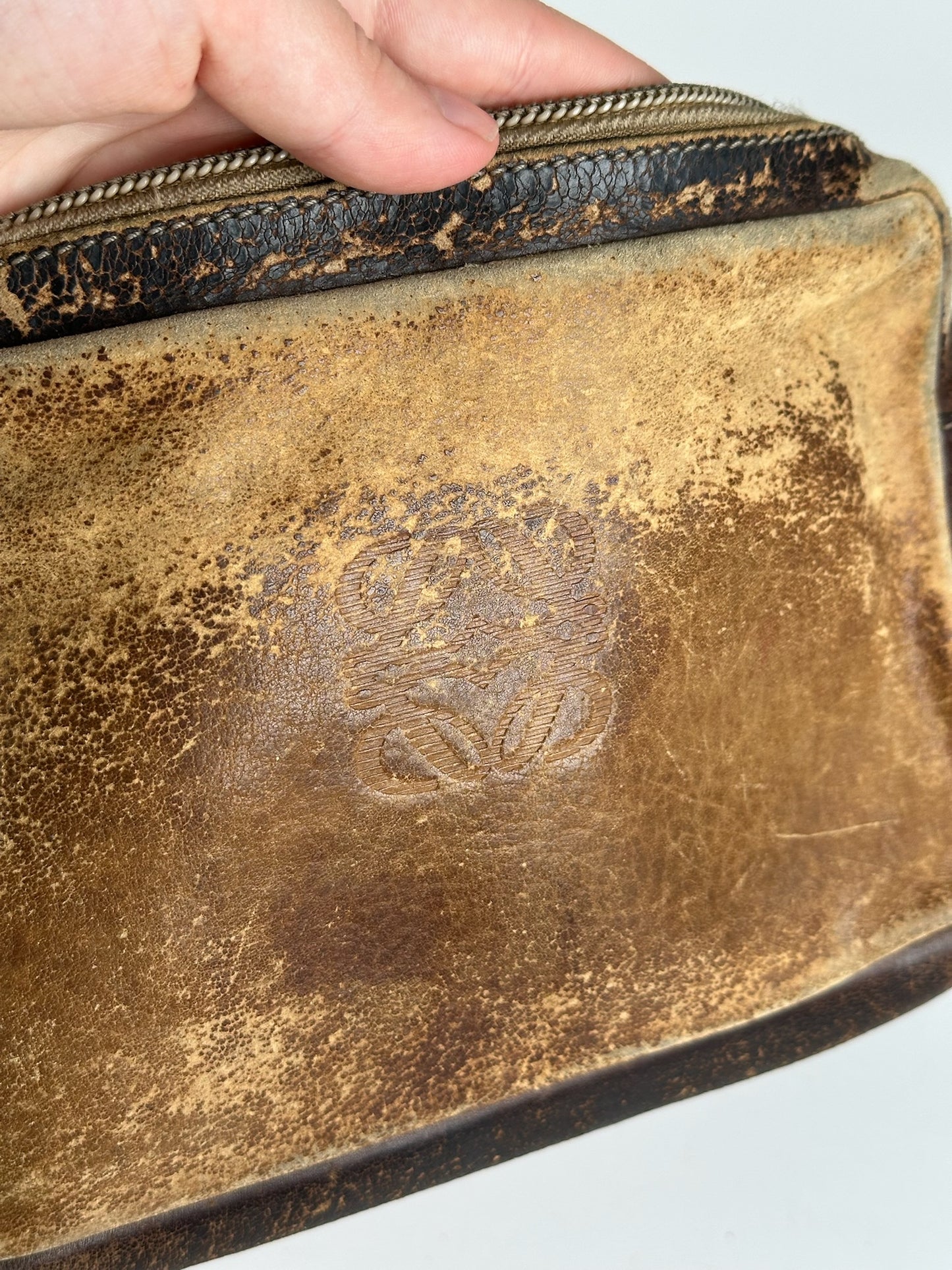 Pochette vintage en cuir Loewe Madrid marron