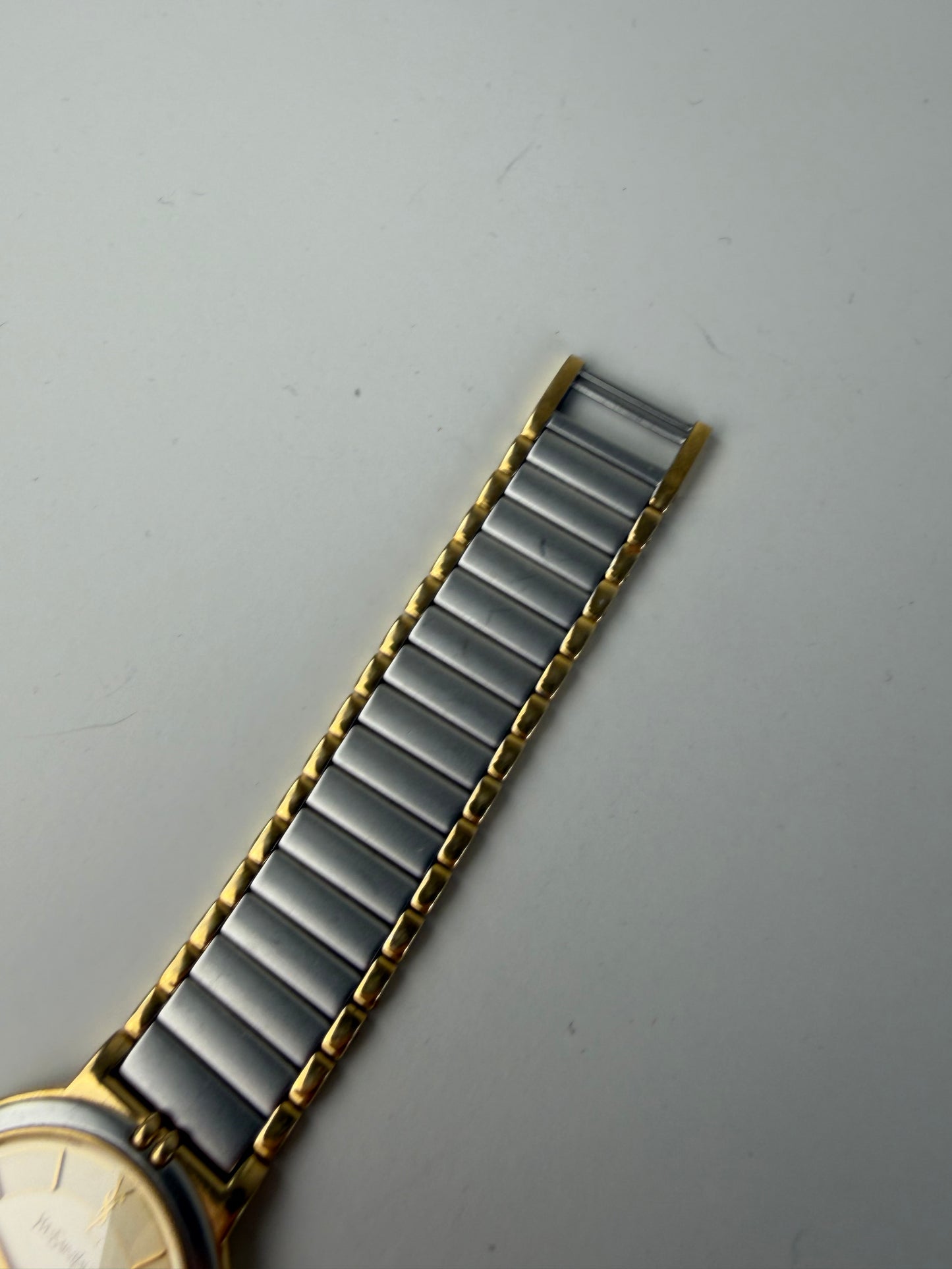Vintage Yves Saint Laurent Quartz Bracelet Watch Gold Silver