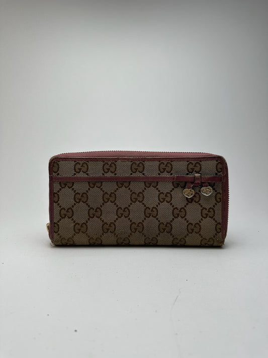 Portefeuille Gucci Monogram vintage beige rose