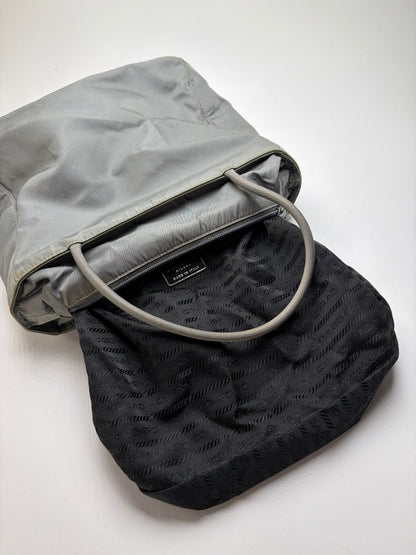 Vintage Prada Nylon Tote Grey Black
