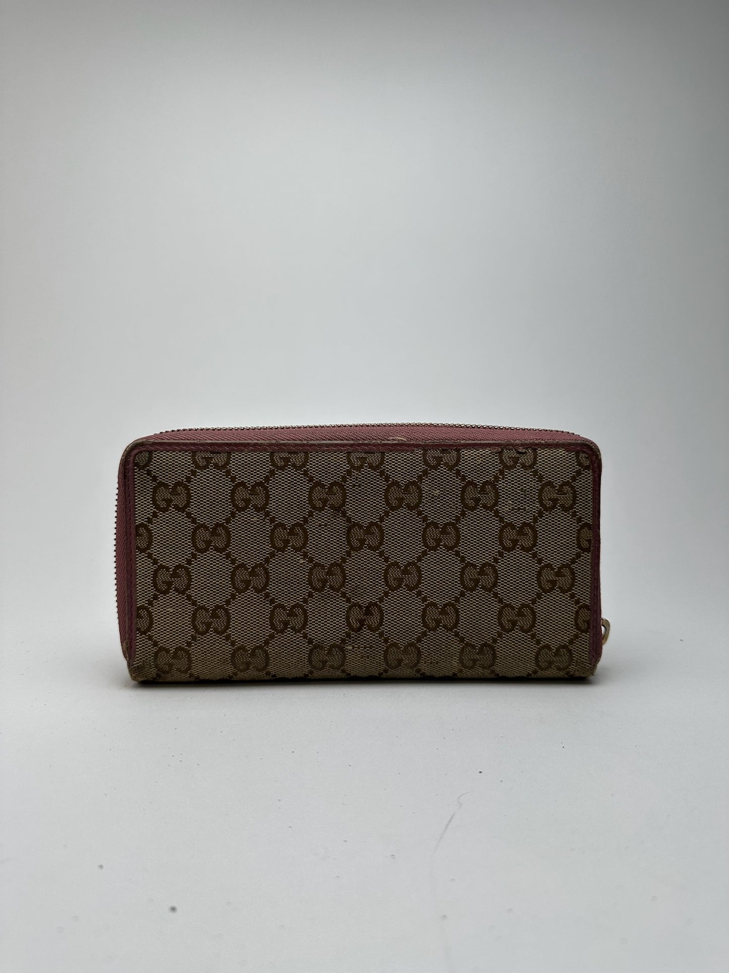 Portefeuille Gucci Monogram vintage beige rose