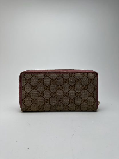Portefeuille Gucci Monogram vintage beige rose