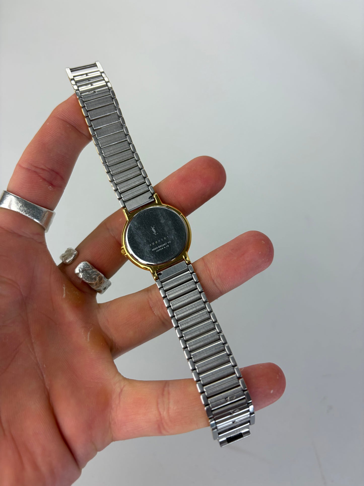 Vintage Yves Saint Laurent Quartz Bracelet Watch Gold Silver