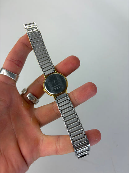 Vintage Yves Saint Laurent Quartz Bracelet Watch Gold Silver