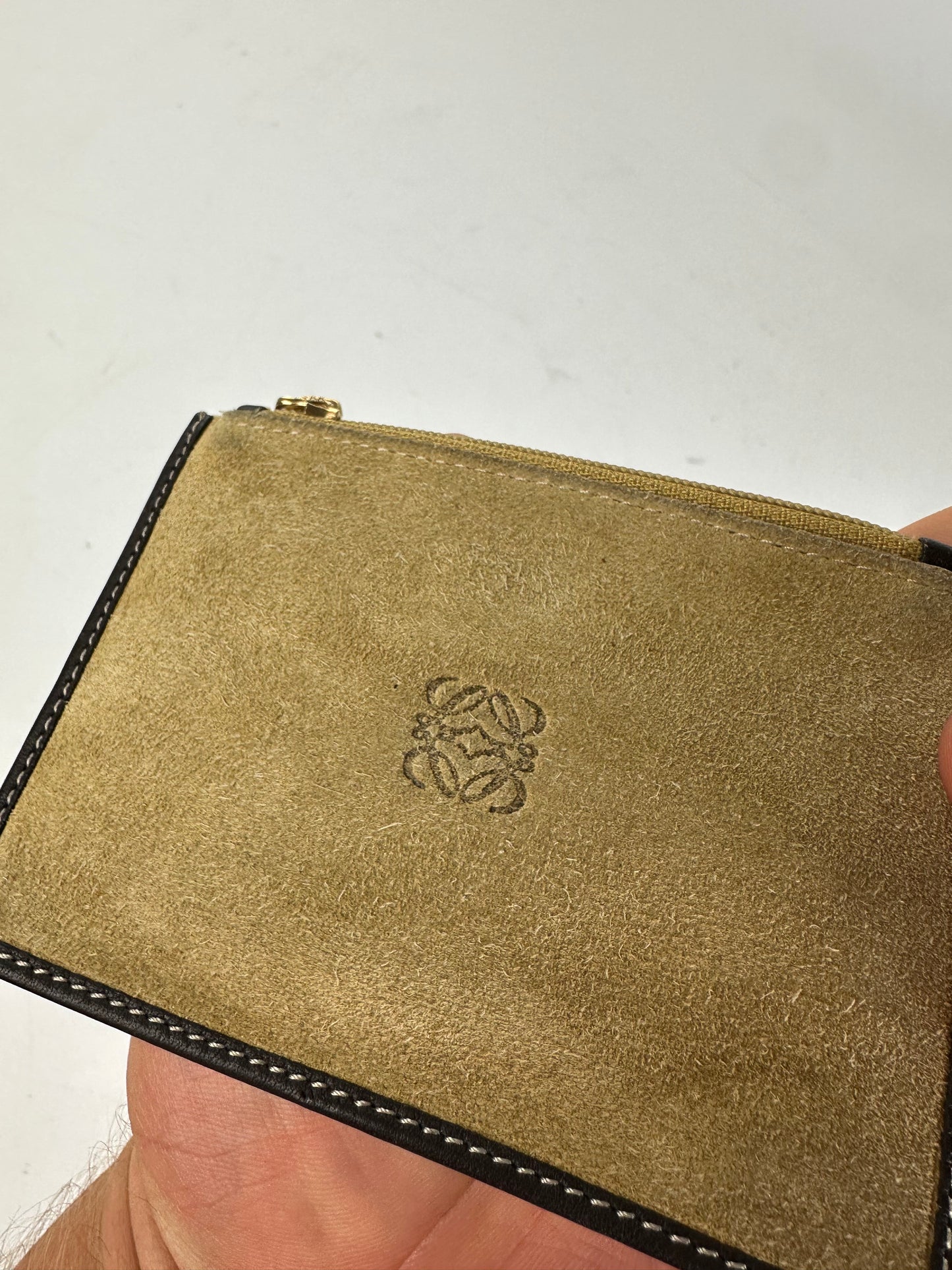 Vintage Loewe Suede Purse Beige