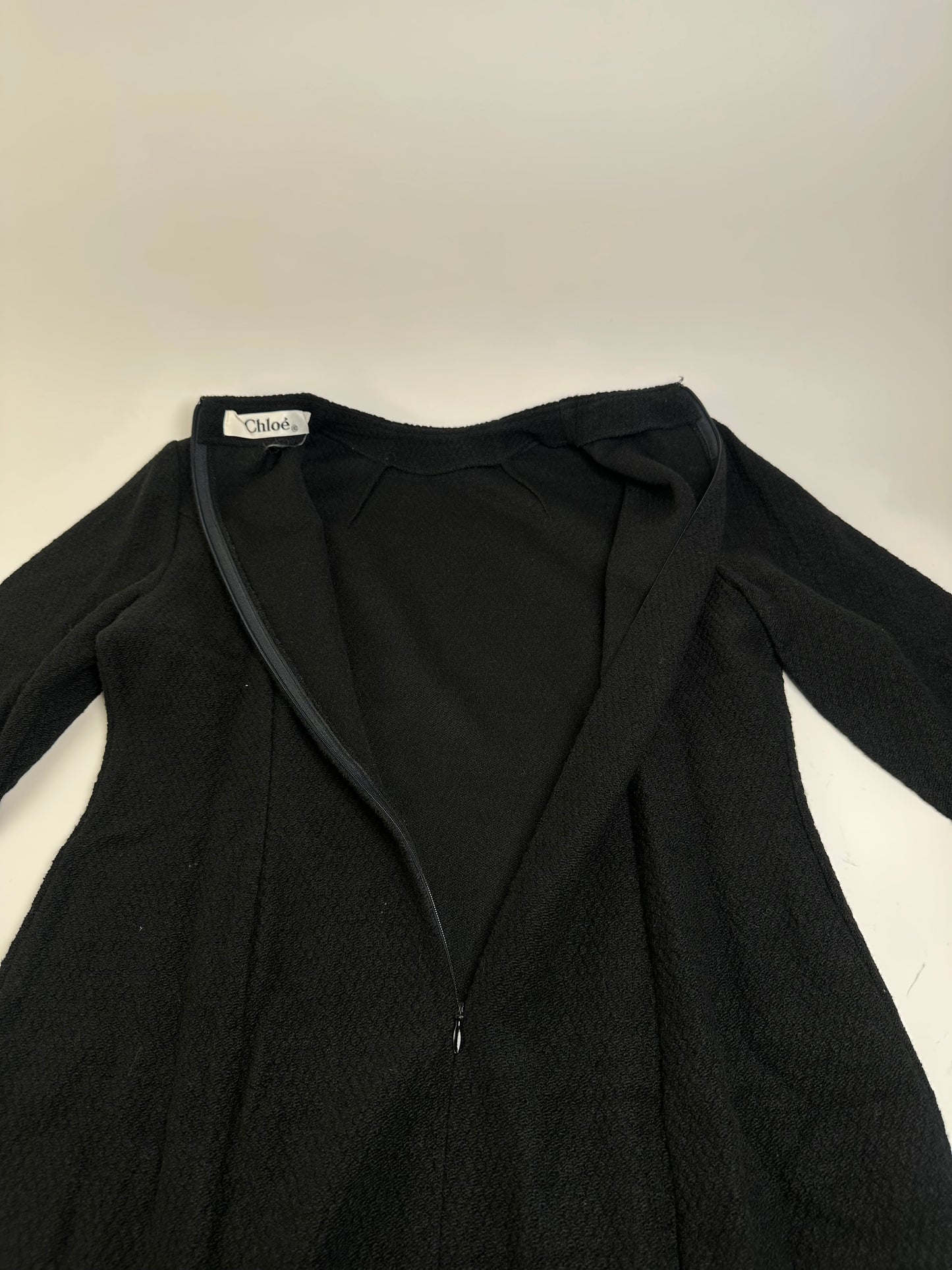 Vintage Chloe Wool Blend Long Sleeve Dress Black L