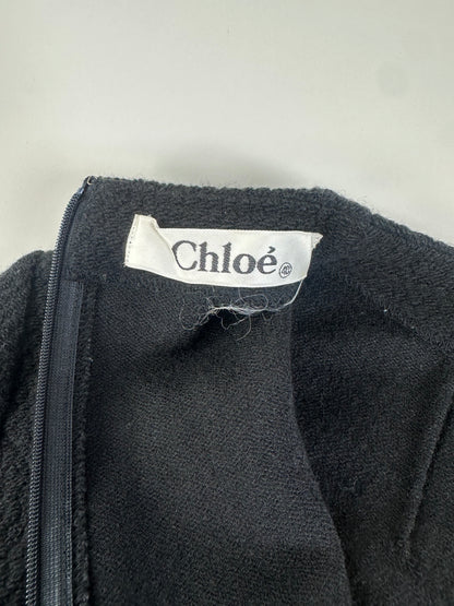 Vintage Chloe Wool Blend Long Sleeve Dress Black L
