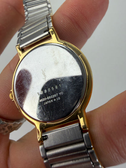 Vintage Yves Saint Laurent Quartz Bracelet Watch Gold Silver
