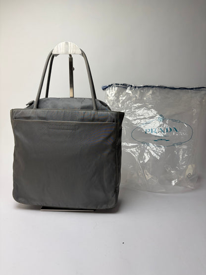 Vintage Prada Nylon Tote Grey Black