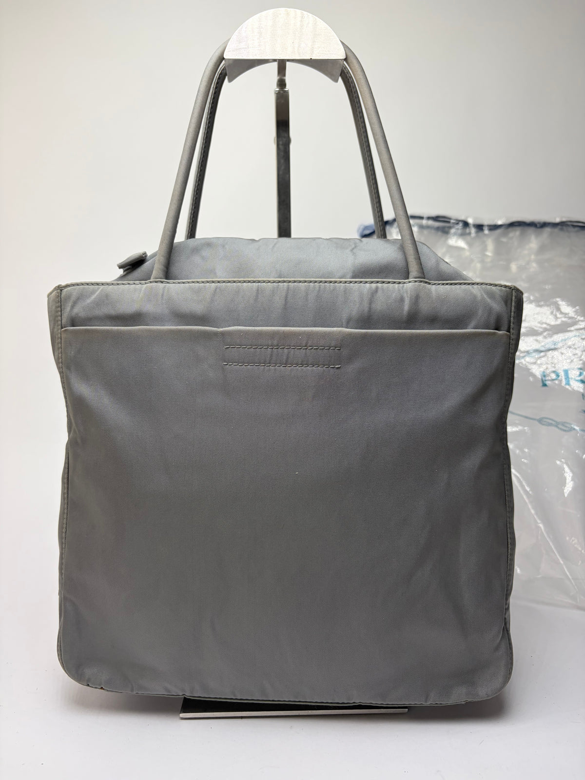 Vintage Prada Nylon Tote Grey Black