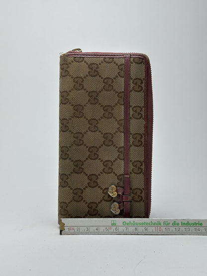 Portefeuille Gucci Monogram vintage beige rose