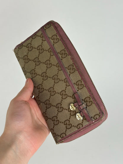 Portefeuille Gucci Monogram vintage beige rose