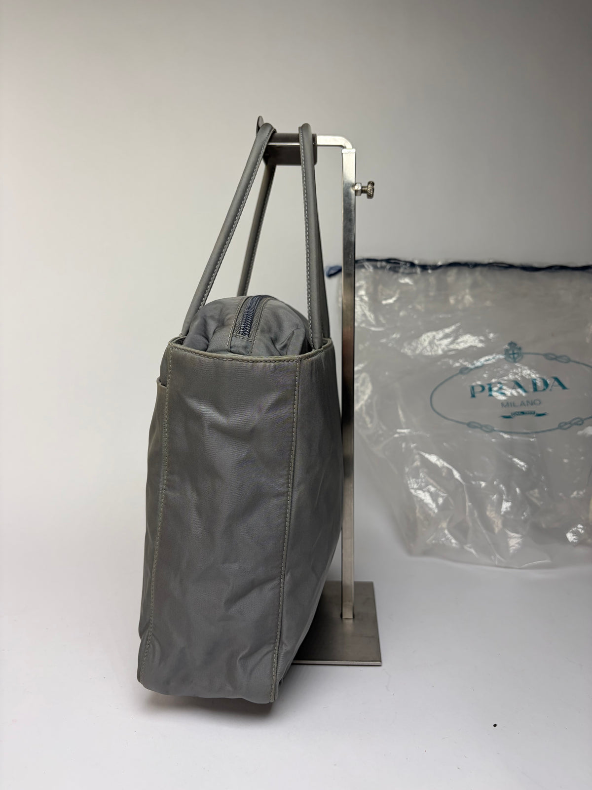 Vintage Prada Nylon Tote Grey Black