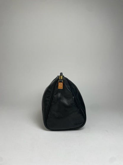 Vintage Loewe Madrid Leather Anagram Logo Clutch Black