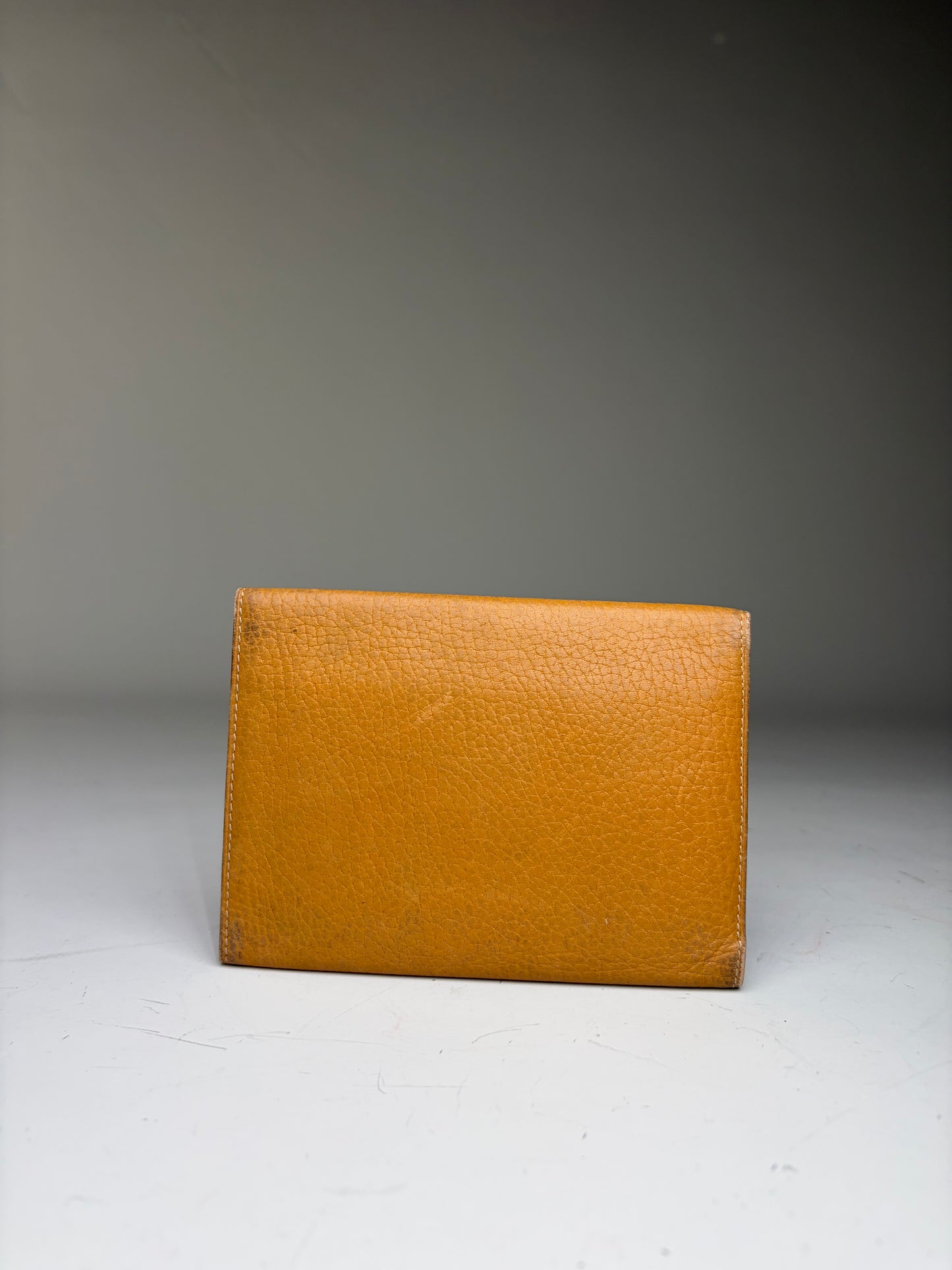Vintage Loewe Grained Leather Bifold Wallet Honey Yellow Brown