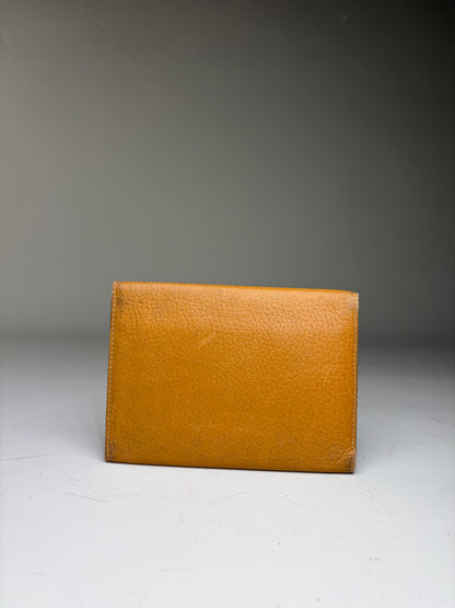 Vintage Loewe Grained Leather Bifold Wallet Honey Yellow Brown