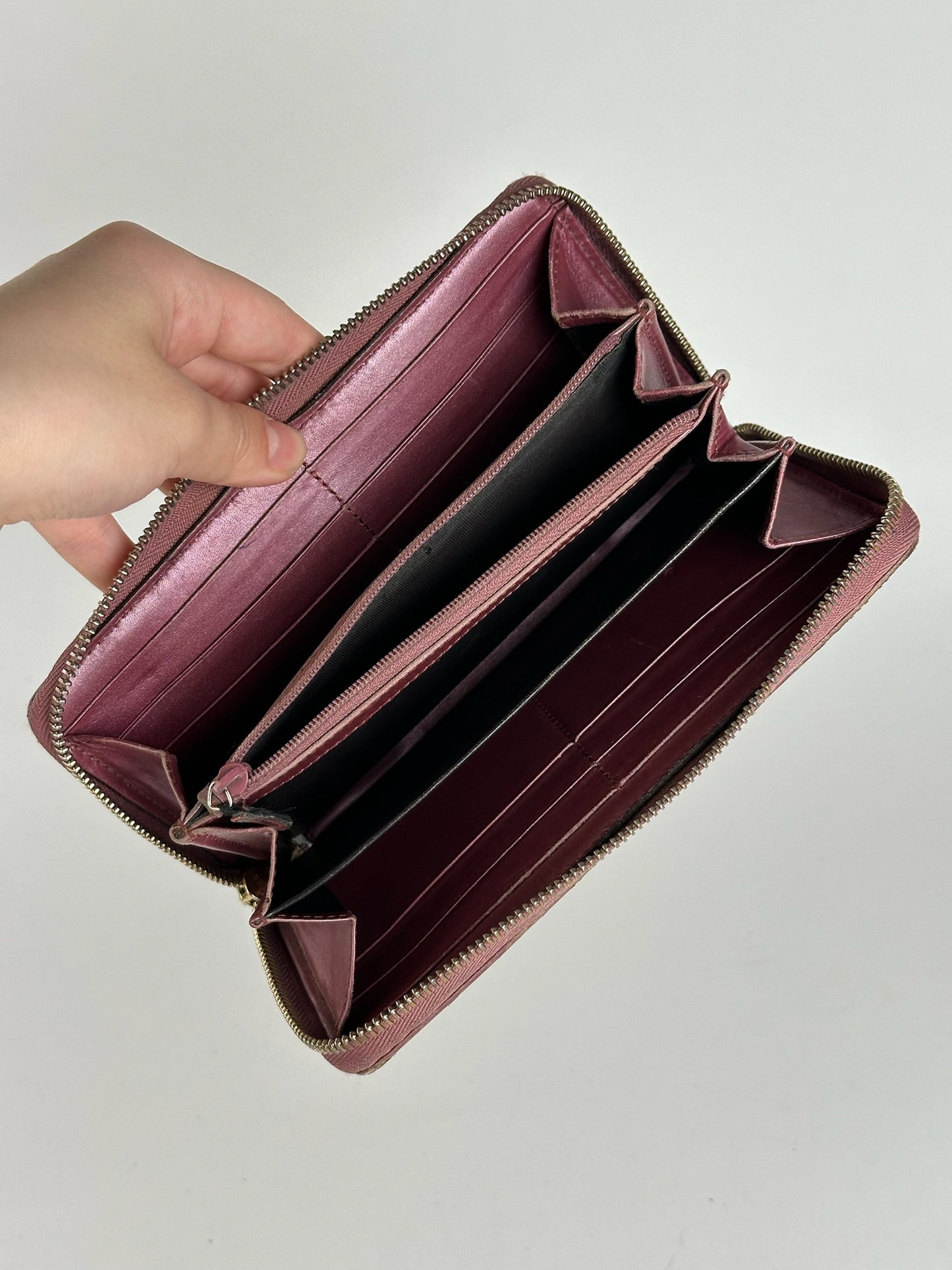 Portefeuille Gucci Monogram vintage beige rose