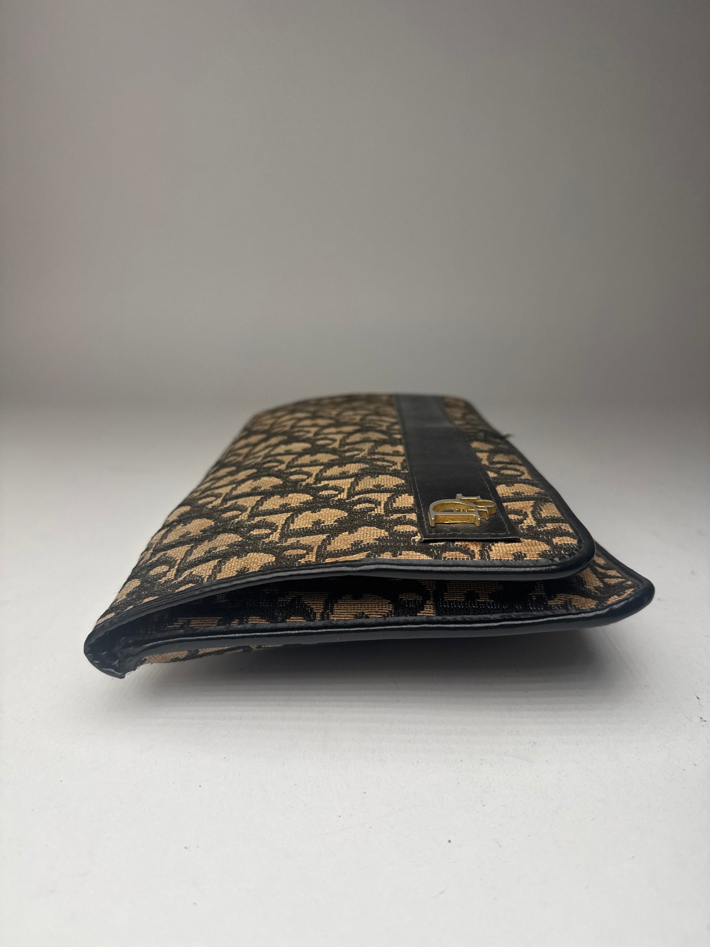 Pochette vintage Dior Oblique Monogram Beige Bleu Marine