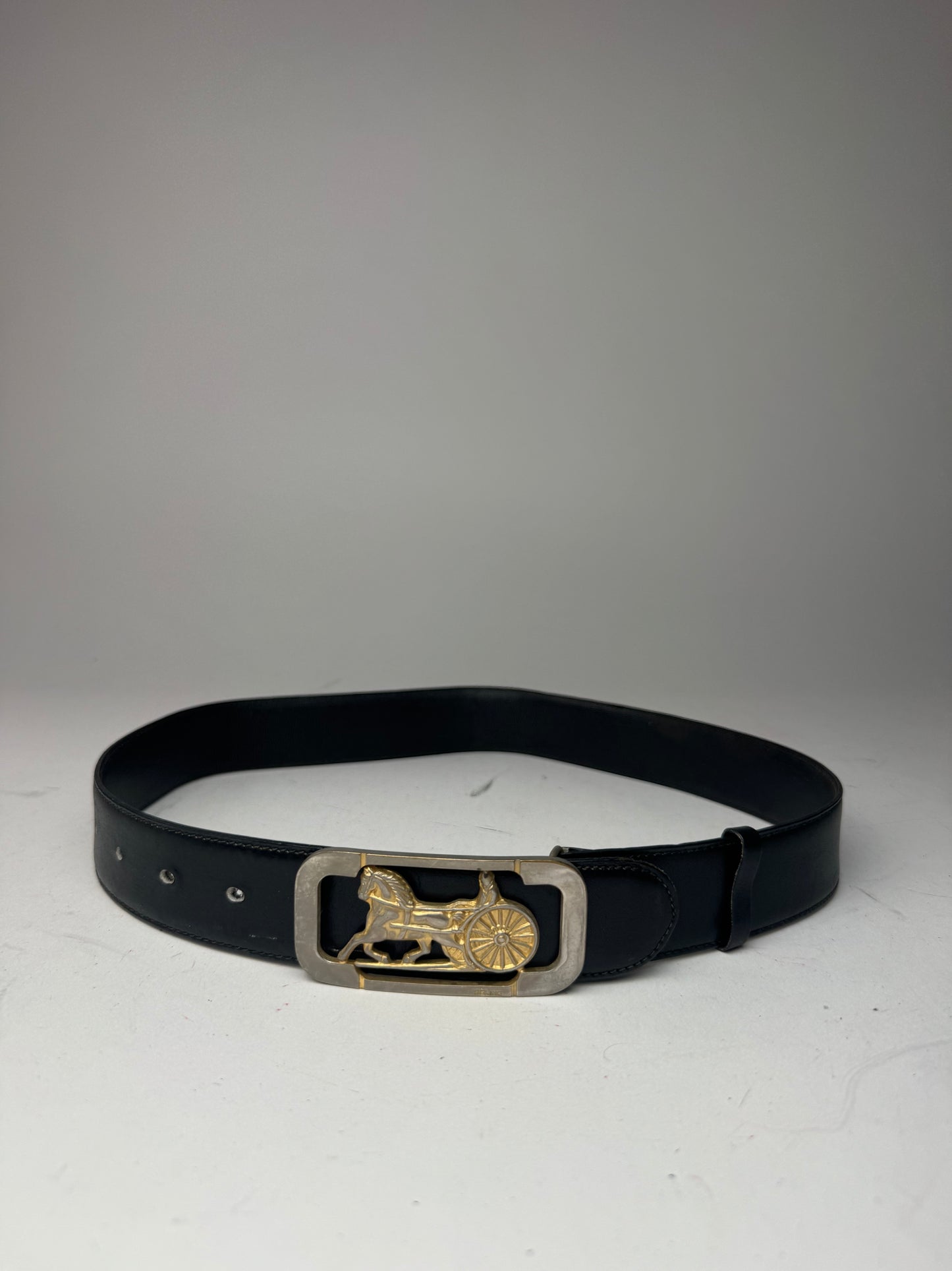 Vintage Celine Carriage Leather Belt Black