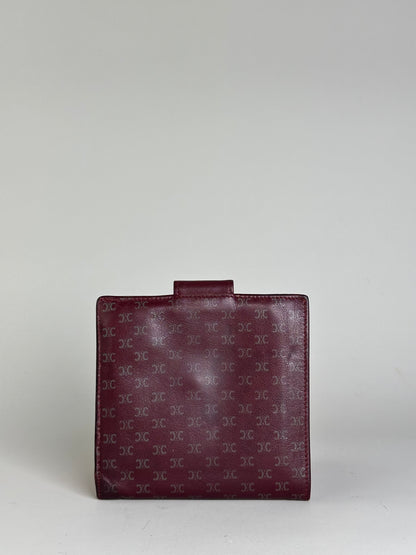 Vintage Celine Leather Wallet Burgundy Gold Snap c. 2000
