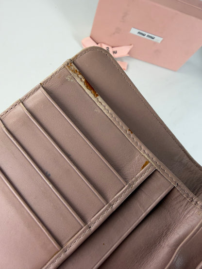 Vintage Miu Miu Cocco Lux Leather Wallet Beige Gold