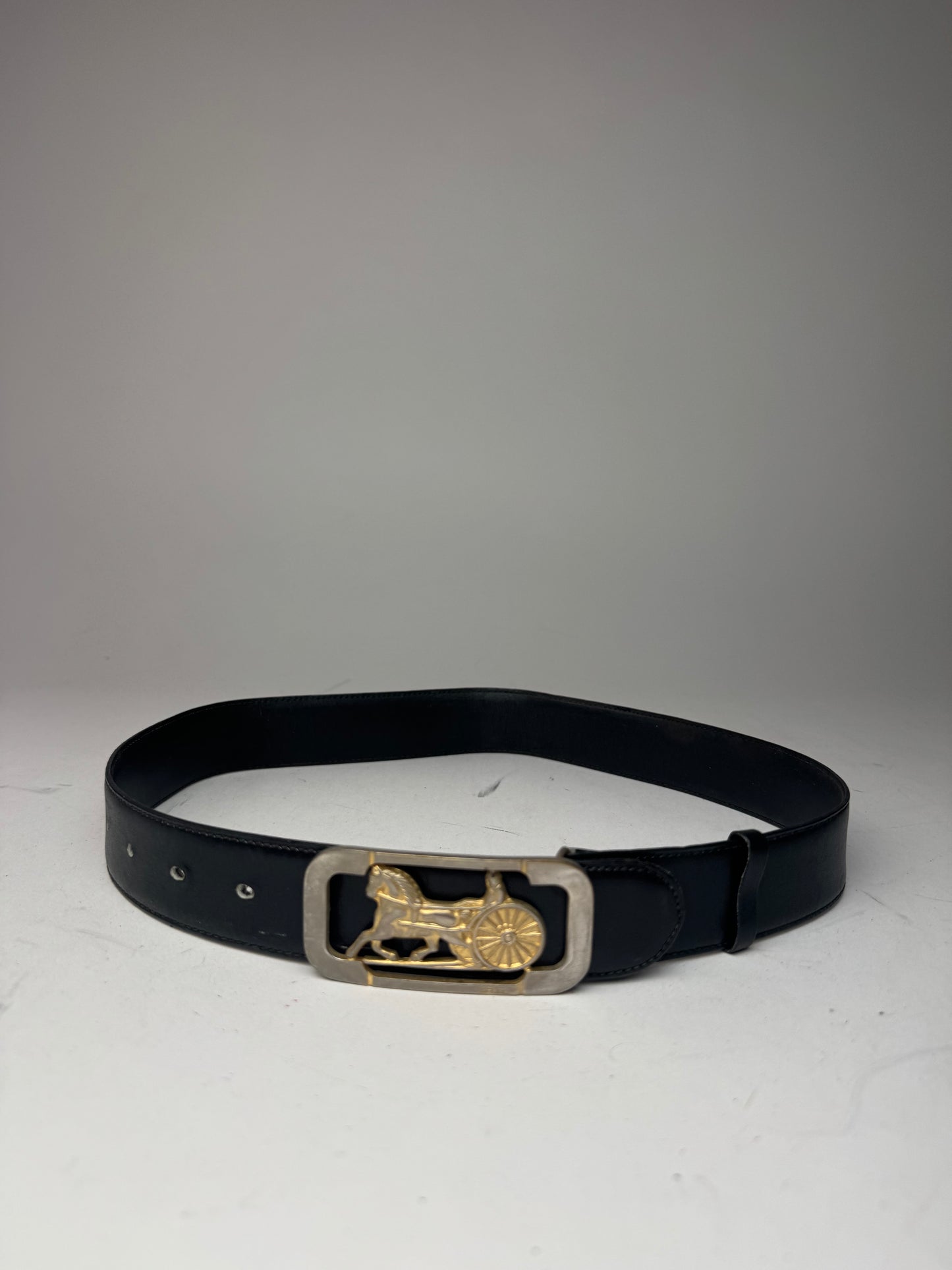 Vintage Celine Carriage Leather Belt Black