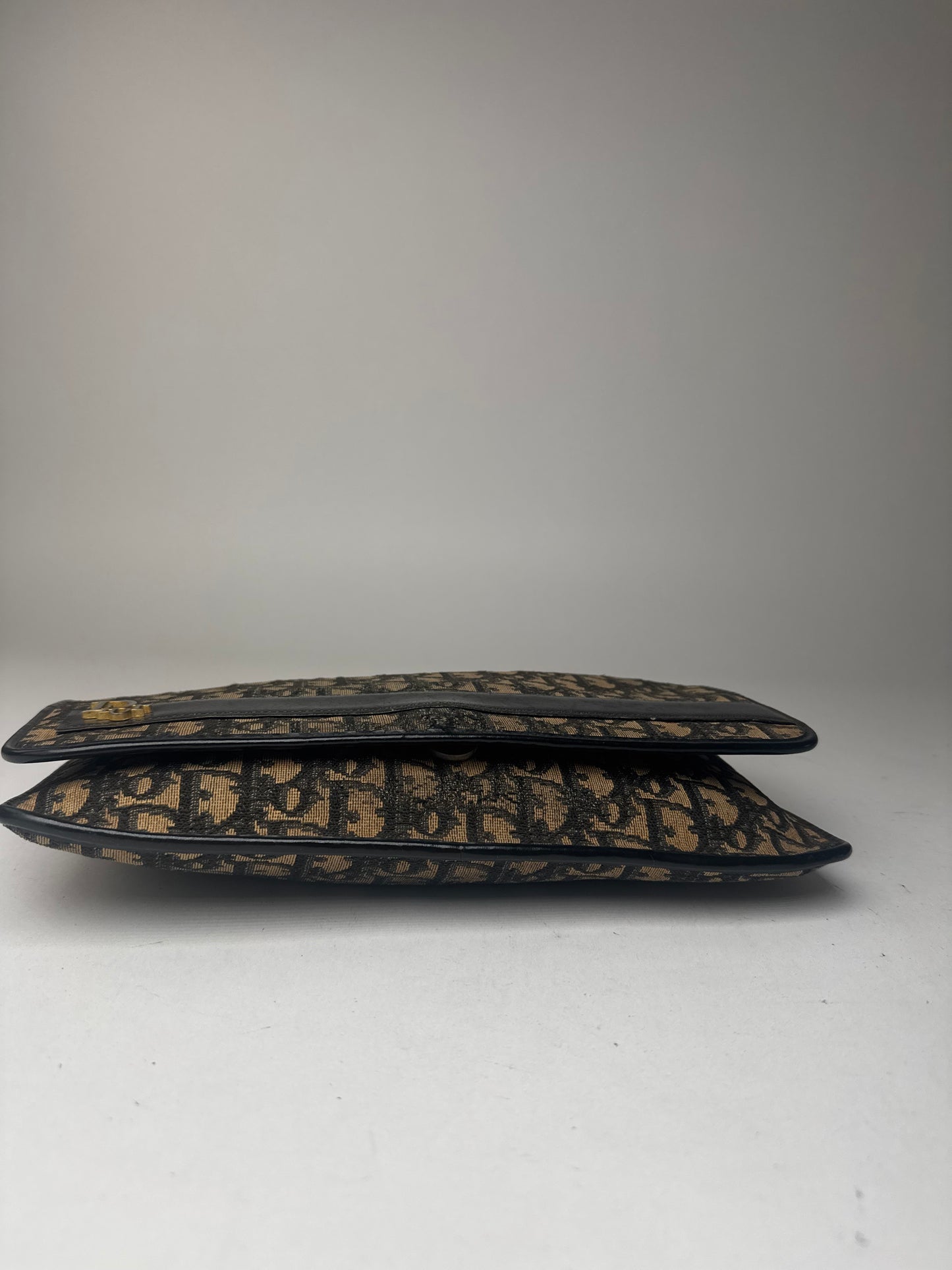 Pochette vintage Dior Oblique Monogram Beige Bleu Marine