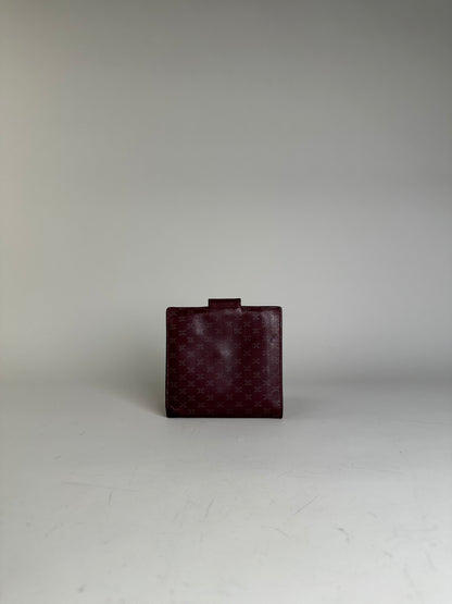 Vintage Celine Leather Wallet Burgundy Gold Snap c. 2000