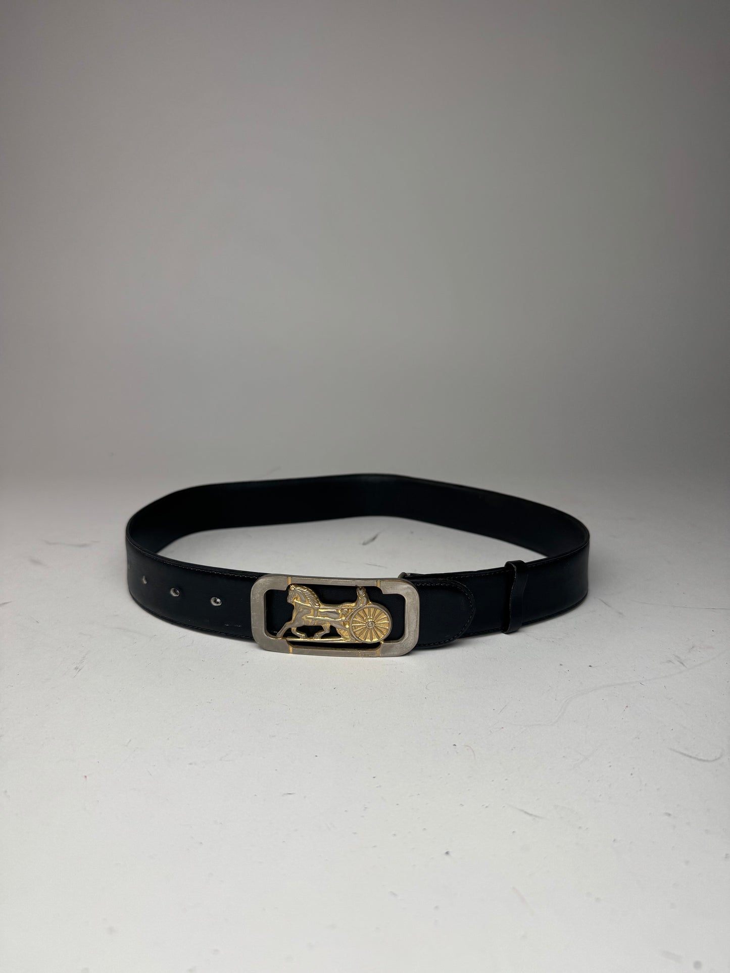 Vintage Celine Carriage Leather Belt Black