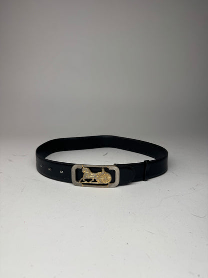 Vintage Celine Carriage Leather Belt Black