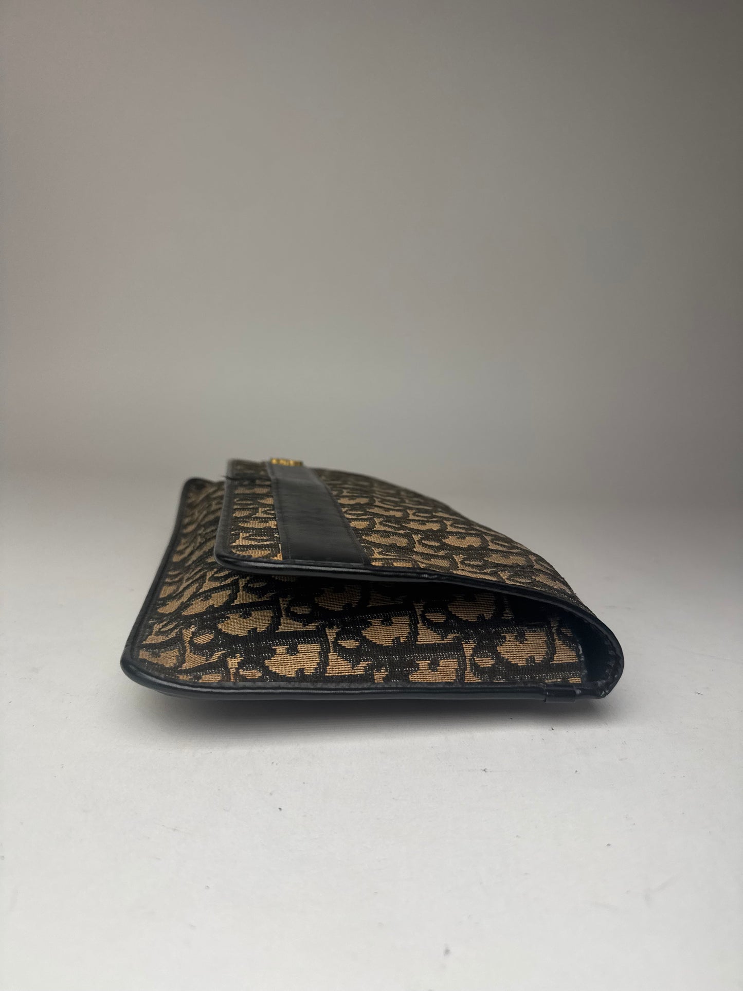 Pochette vintage Dior Oblique Monogram Beige Bleu Marine