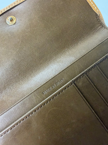 Vintage Loewe Grained Leather Bifold Wallet Honey Yellow Brown