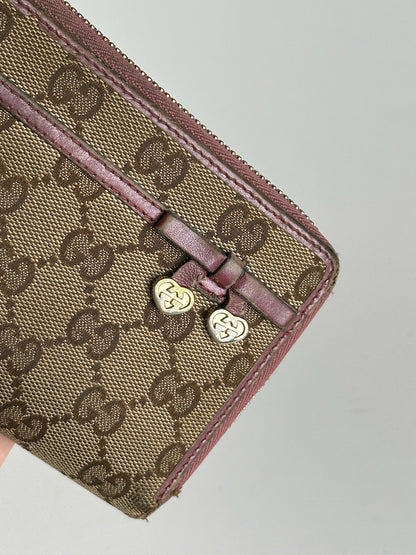 Portefeuille Gucci Monogram vintage beige rose