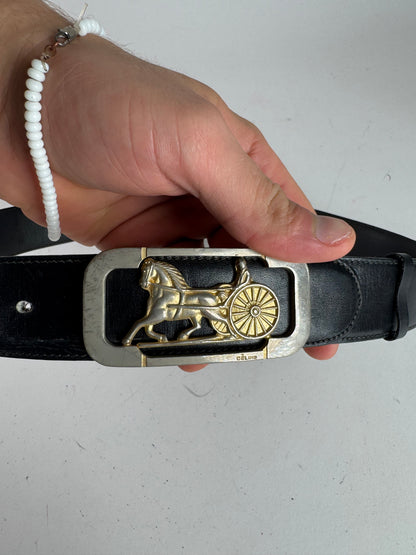 Vintage Celine Carriage Leather Belt Black