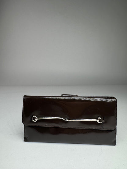 Vintage Gucci Patent Leather Horsebit Wallet Brown