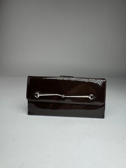 Vintage Gucci Patent Leather Horsebit Wallet Brown